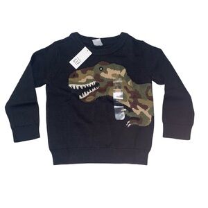 Gap babyGap Boys Size 18-24 Months Dinosaur T-Rex Sweater Pullover Black Camo